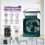 CHILL BREEZE 3 IN 1 MINI AIR COOLER COOL AIR GENTLE MIST SOFT LIGHT