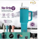SIP GRIP STAINLESS STEEL FLASK WITH STRAW AND HANDLE