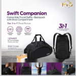 SWIFT COMPANION CONVERTIBLE TRAVEL DUFFLE & BACKPACK WITH SHOE COMPARTMENT
